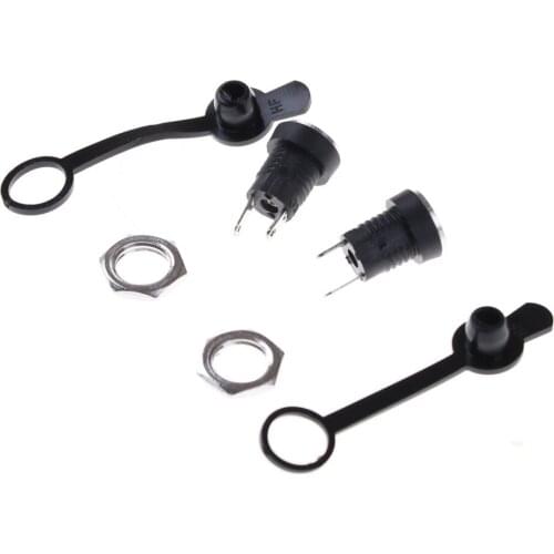 2pcs 12V 3A DC Power Male Plug + Female Socket + Waterproof Jack With Nut Panel Mount Female DC Socket Power Plug