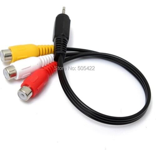 2016 New 2.5mm AV Male to 3RCA Female M/F Audio Video Cable Stereo Jack Adapter Cord 100pcs/lot