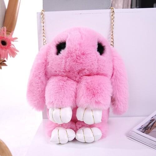 2021 3D Rabbit Hair Plush Children Backpacks Schoolbag Animal Rabbit Kids Crossbody Bag Children School Bags Girls Boys Backpack