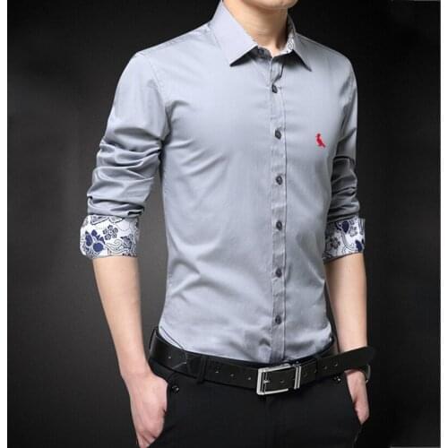 2021 Resrved Aramy Camisas Slim Fit Business Shirts Men Cotton shirt embroidery Business Casual Long Sleeve