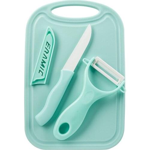 3PCS/Set Ceramic Fruit Knife Cutting Board Melon Fruit Planer Peeler Kitchen Knife Cook Tools Set Fruit Vegetable Peeler