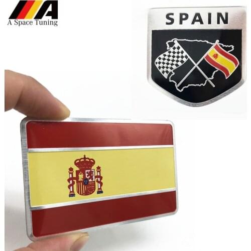 3D Aluminum Spain National Flag Emblem Badge Car Fender Sticker Decal Accessories For Opel Peugeot BMW VW Toyota Audi Ford Kia