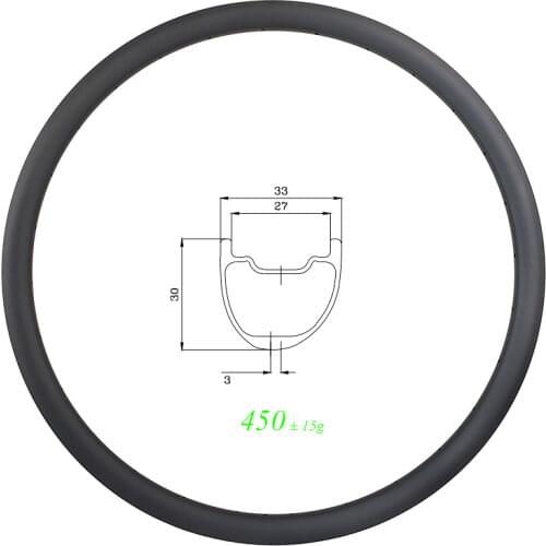 390g SUPER LIGHT 29er MTB XC 33mm asymmetric carbon rim 30mm deep 24 28 32 Holes UD matte glossy 3mm offset 27mm inner 28H 32H