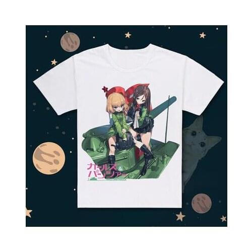 High-Q Unisex Anime Cos GIRLS und PANZER White T-Shirt Tee T Shirt