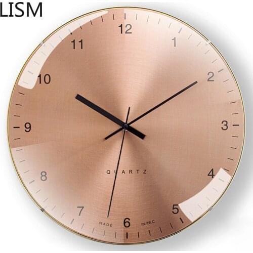 Metal Large Wall Clock Modern Design Rose Gold Luxury Silent Clocks Living Room Creative Wall Watch Office Kitchen Wall Mirror