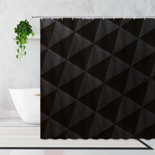 Black Geometric Shower Curtains Creative Personality Art Decoration Background Fabric Bathroom Bath Curtain Polyester Washable