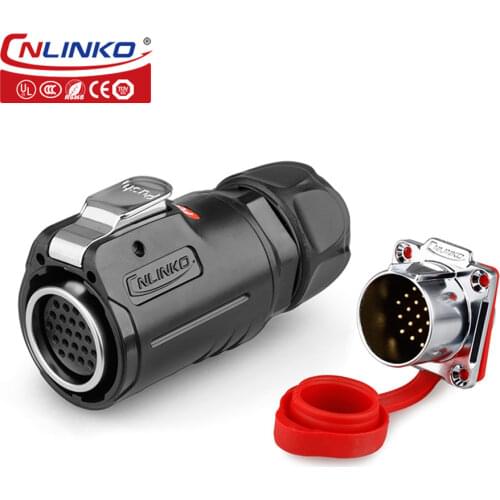 Cnlinko M24 Multicore 5A AC DC Power Panel Adapter 24 Pin IP67 Male and Female Electrical Signal Cable Connector with Dust Cover