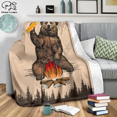 Bear Beer Bottle Camping Fleece Blanket 3D full printed Wearable Blanket Adults/kids Fleece Blanket drop shippng style -2