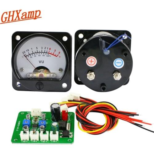 GHXAMP 45mm VU Meter With LED Backlight+ Driver Board +Cable For Amplifier Audio Level Meter Preamplifier 1Sets