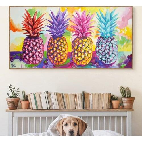 RELIABLI ART Pineapple Pictures Canvas Painting Colorful Fruit Home Decoration Wall Posters And Prints For Living Room NO FRAME