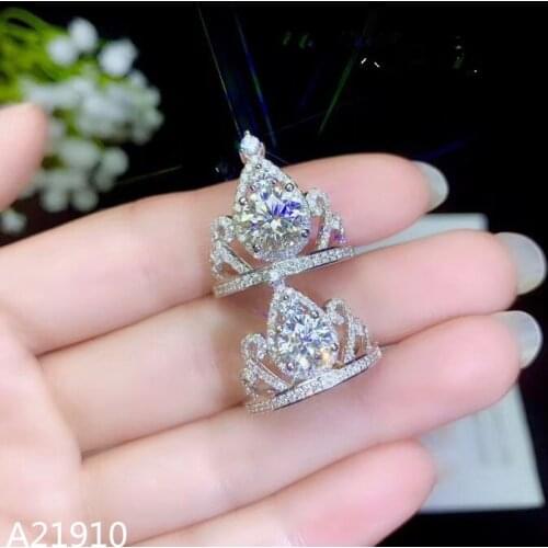 KJJEAXCMY fine jewelry 925 sterling silver inlaid female Mo Sang diamond ring with certificate new exaggeration nm