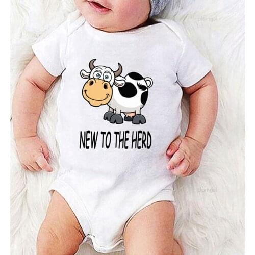 Baby Boy Romper Newborn Girl Outfits Toddler Winter Clothes Cotton Print New To The Herd Kids Clothing Infant Shower Gifts