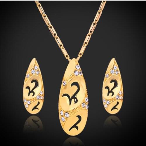 Kpop Jewelry Sets Fashion New Pendant Earrings Necklace Gold Color Austrian Rhinestone High Quality Jewelry For Women S310