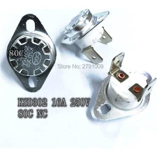 10PC KSD302 / KSD301 80C Normally Closed Manual Reset Temperature Switch Ceramics 16A 250V 80 Degrees NC Automatic Disconnection