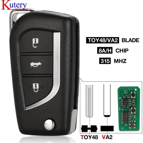Kutery 315mhz H Chip Flip Remote Car Key Fob 2012 2013 2014 2015 2016 2017 for Toyota Corolla Levin Toyota Auris