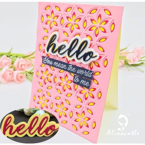 Alinacutle Metal Cutting Dies Cut Word Hello Outline Shadow Letter Scrapbook Paper Craft card Album Emboss Knife Alphabet Cutter