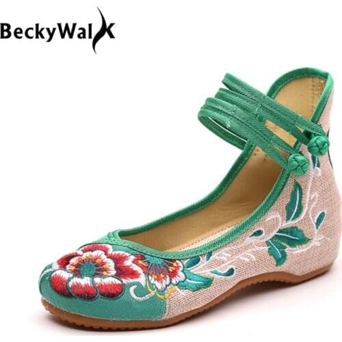 Fashion Embroidery Women Shoes Chinese Style Cloth High Top Casual Flat Shoes Woman Floral Dance Shoes Plus Size EU35-43 WSH2288