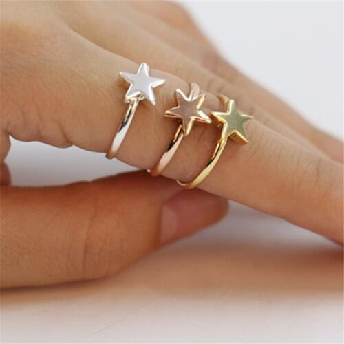 Fashion dimensional pentagram Ring pure manual pentagram ring for women and color