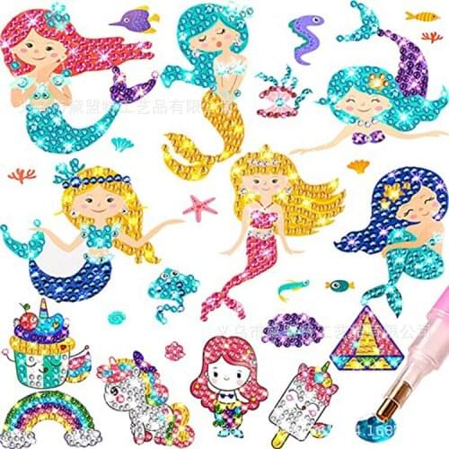 Cartoon cartoon romantic fish 5D big gem childrens handmade diamond painting random stickers acrylic drill dot drill random sti