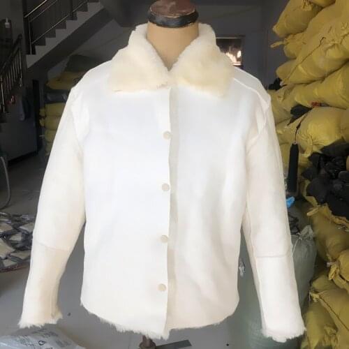 Wool Sheepskin Autumn Winter Mens White Coat Liner Warm Loose K4