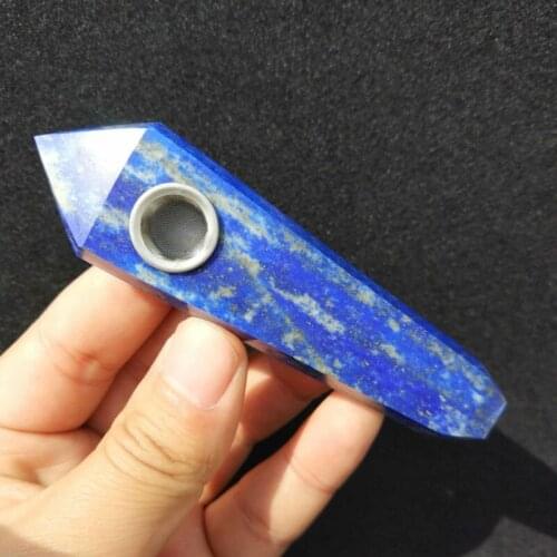 Natural Quartz Lapis lazuli crystal smoking pipe portable Mini tobacco Free smoking pipe -03