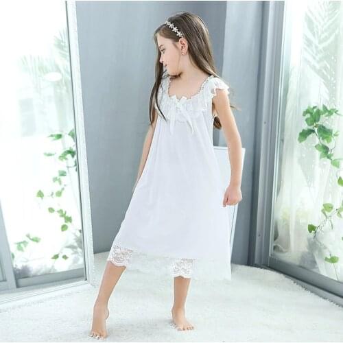 Summer Girls' Sleeveless nightgown Breathable Princess Nightdress Pajamas sleepingdress baby girl bow dress vestidos de noche