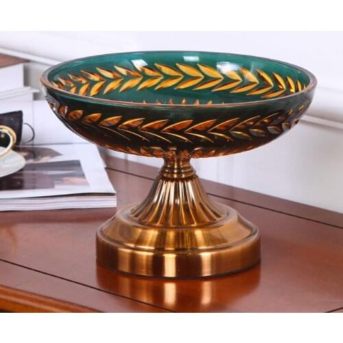 New classical Crystal glass alloy candy dish dried fruit plate small fruit plate Golden plated European style Golden style