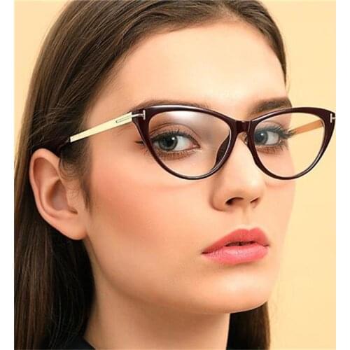 Retro Cat Eye Spectacle Frame Myopia Nerd Transparent Clear Lens Glasses Luxury Brand Optical Frame Metal Triangle Eyeglasses