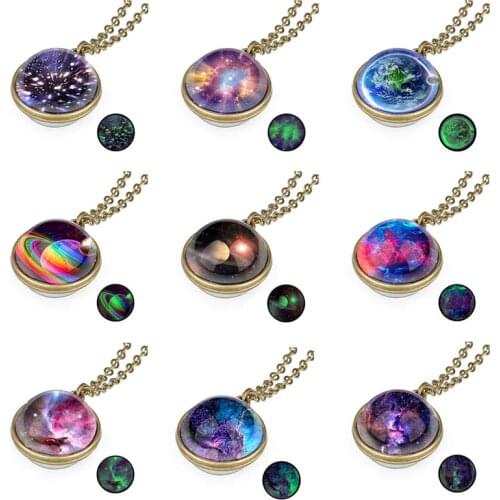 2019 New Glass Gem Galaxy Nebula Necklace For Women Universe of Stars Planet Necklaces Jewelry Femme Bijoux Drop Shipping NX2
