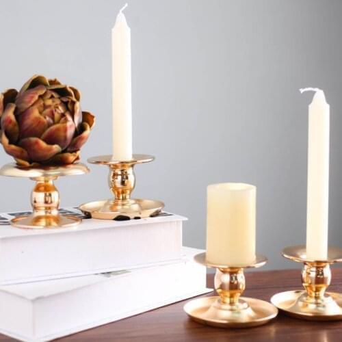 Gold Candle Holder Plated Candle Base Holder Pillar wedding Candlestick Stand Candles Tapers Christmas Party Home Decor