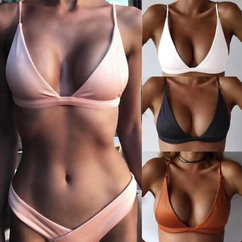 Sexy Women Cute Girl Set Push UpU Ultrathin Padded Bandage Bikini Swimwear 2019 Summer Bikini Bra Top