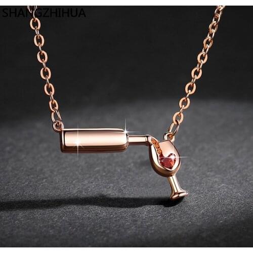 SHANGZHIHUA 2020 new metal goblet love collarbone chain ladies fashion individuality fashion necklace jewelry