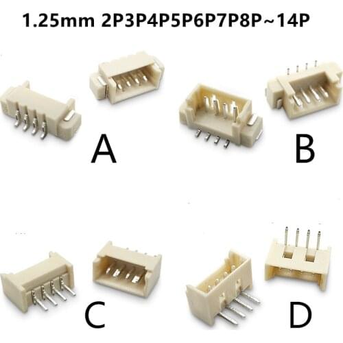 JST 1.25 2 3 4 5 6 pin 1.25mm Pitch Terminal Pin Header JST Connector Wire Connectors Adaptor 2P 3P 4P 5P 6P 7P 8P 9P 10P 12P