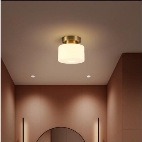 Nordic copper corridor ceiling lamp Simple modern corridor hallway porch lamp Creative personality balcony cloakroom lamp