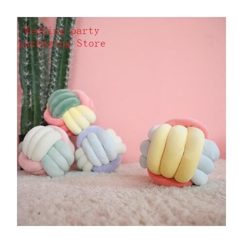 Warm Nordic Style Pillow Cushion Velvet Ball Knot Pillow Solid Color Baby Calm Sleep Dolls Stuffed Kid Adult Bedroom Decoration