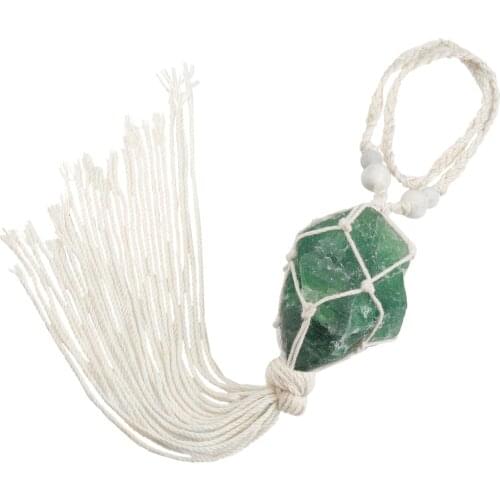 TUMBEELLUWA Healing Natural Crystal Raw Stone Decorative Hanging Ornament Tassel Luck Decoration for Home Feng Shui Wealth Car