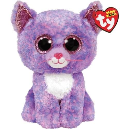 Ty Beanie Big Pink Glitter Eyes Nose Cute Soft Plush Animal Purple Texture Sparkle Ears Cat Doll Toy Child Christmas Gift 15CM