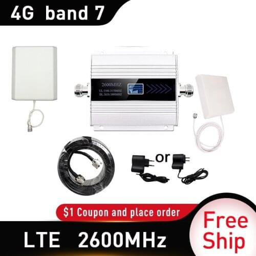 4G GSM WCDMA 2600mhz Moblie phone Booster 2600 Signal Repeater 65dB Gain 4G Network Cellular Amplifier 9dbi panel indoor antenna