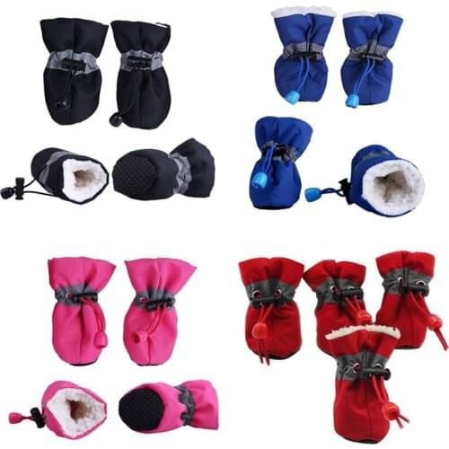 Funny Cat Dog Shoes Winter Woollen Puppy Warm Woollen Inner Stock for Winter Small Medium Large Pet Dog Bootes Supplied 4pcs 202