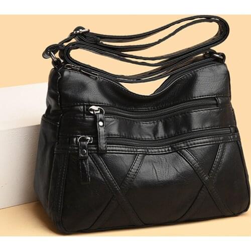 Hot Sale Travel Bag Womens PU Leather Crossbody 2021 Large Capacity Multi Pocket Shoulder Bag Female Solid Color PU Handbag