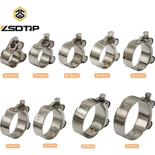 ZSDTRP 26-63mm Stainless Steel Motorcycle Exhaust Banjo Clamp Clip For Slip-on Type Motorcycle Muffler Silencer