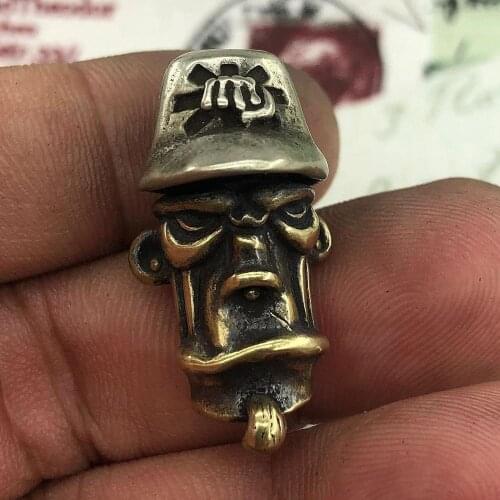 1PC Baseball Cap Face Retro Brass Copper EDC Paracord Beads Knife Beads Umbrella Rope Cord Necklace Bracelet Lanyard Pendants