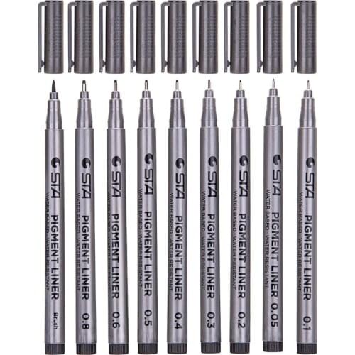 1pc New Water Based Brush Markers Different Size Pigment Liner Triangular Fineliner Pens For Art Supplies Stationery