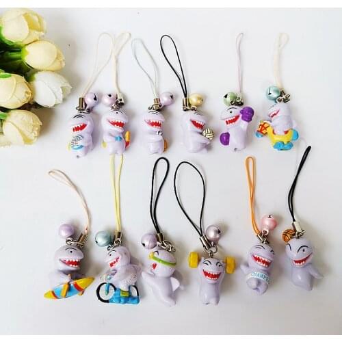 100pcs 2.5cm cartoon sport shark action figure phone chain doll hard PVC key chain model toy