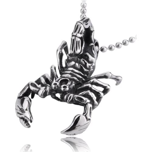 3D design Animal Scorpion Pendant Stainless Steel men Necklace fashion jewelry For friend