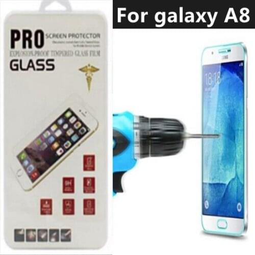 50pcs With retail package 0.3mm 9H A8 2.5D arc edge premium tempered glass screen protector for samsung galaxy A8 A800
