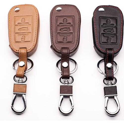 Auto Parts, high quality Leather Car Key Cover for Peugeot 2008 3008 4008 301 308S 408 508, for Citroen C3 C4 C5 C6 Car Key case