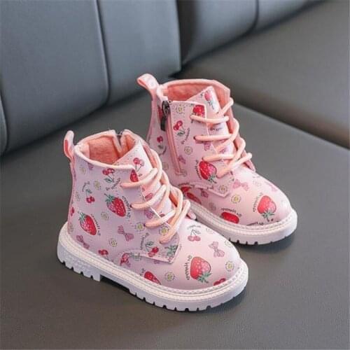 Disney female children with velvet children Martin boots baotou low help cartoon pupils' shoes to keep warm cotton shoes