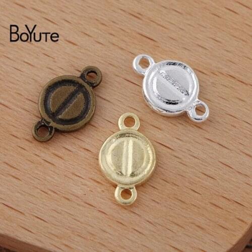 BoYuTe (200 Pieces/Lot) 11*7*1.3MM Metal Brass Thick Round Connector Charms DIY Handmade Jewelry Materials