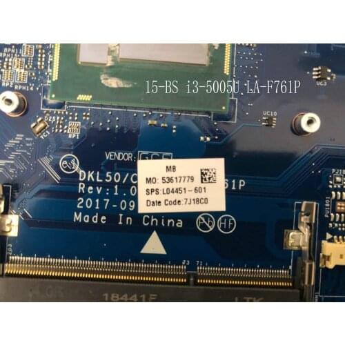FAST SHIPPING, AVAILABLE, L04451-601 7J18C0 53617779 15-BS MAINBOARD FOR HP 15-BS LAPTOP MOTHERBOARD ,PROCESSOR i3-5005U